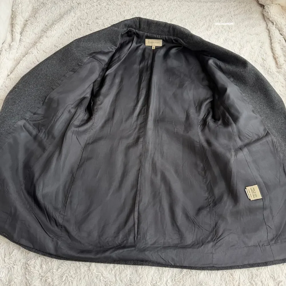 Calvin Klein wool blend blazer jacket vintage 90s charcoal grey‎ single breasted - Picture 9 of 16